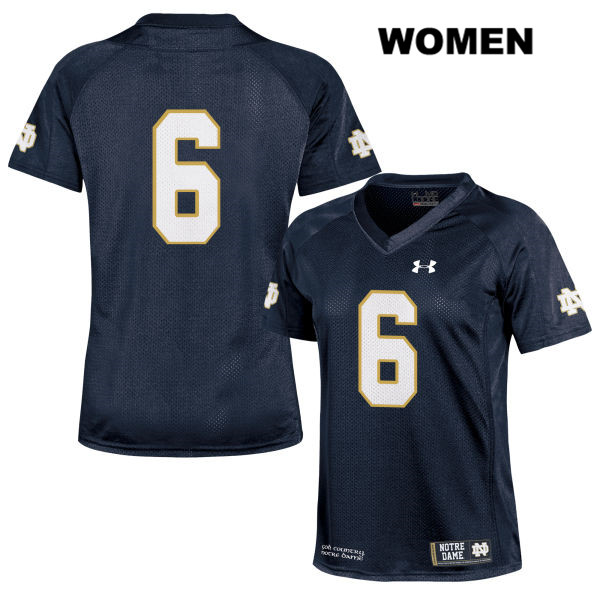 Women's NCAA Notre Dame Fighting Irish #6 Tony Jones Jr. Stitched College Under Armour Authentic Navy No Name Football Jersey HK10J82IJ